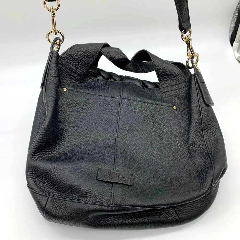 Vince Camuto Leather Handbags Puffy Weave Tote Miki Black Purse